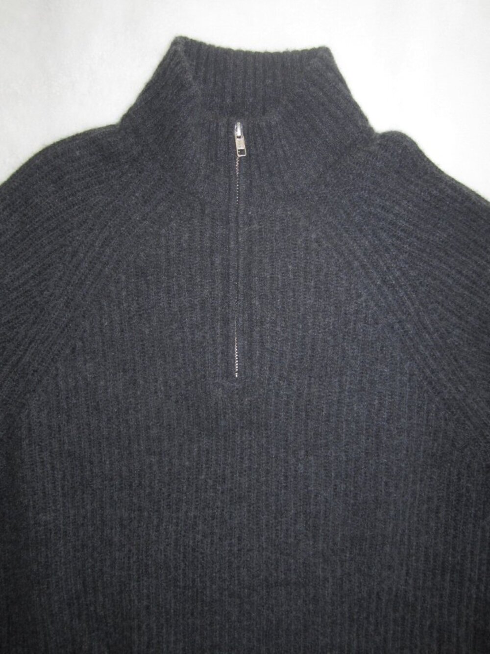 QUNICE Mongolian Cashmere Fisherman Quarter Zip Sweater Charcoal Men's Large - Picture 7 of 10